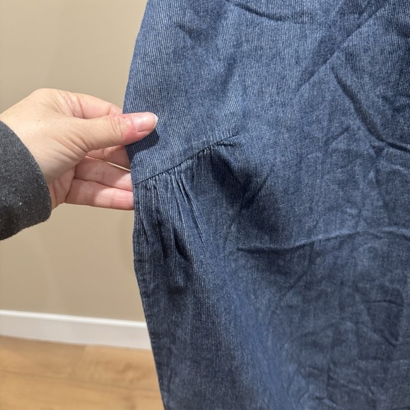 ICHI Chambray Blue Shift Dress Short Sleeve Loose Fit Minimalist One Size - Picture 3 of 10